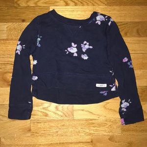 GapKids xs 4-5 navy cropped floral sweatshirt